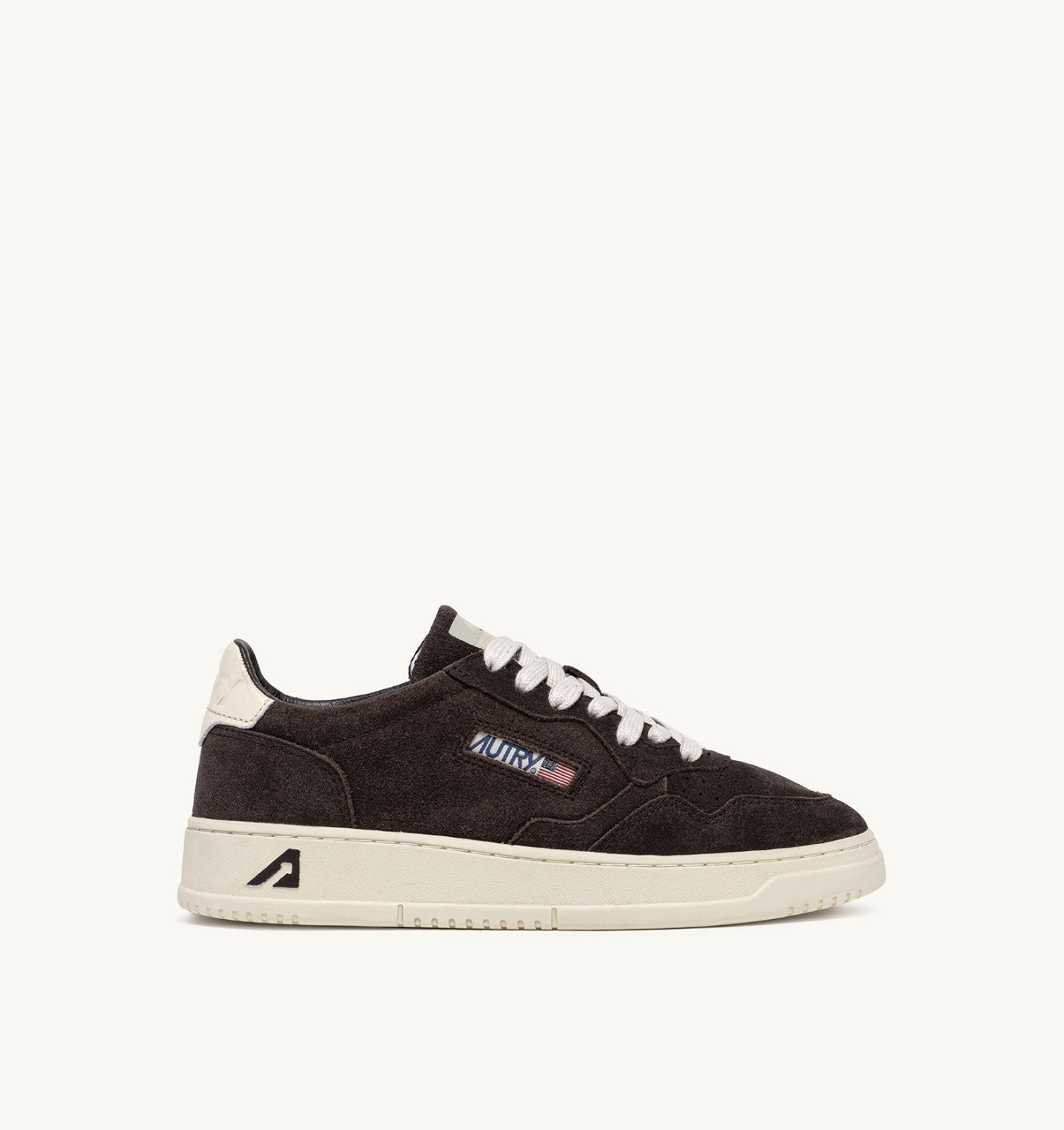 MEDALIST LOW SNEAKERS IN MOKA AND OFF WHITE SUEDE - 1