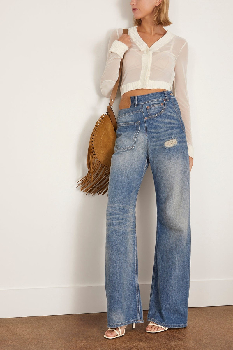 MM6 Maison Margiela Cropped Long Sleeved Top in Dirty White outlook