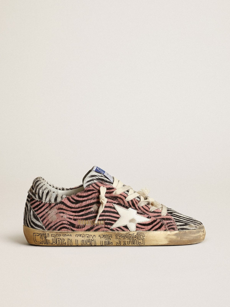 Super-Star in pink & white zebra-print pony skin with white star - 1