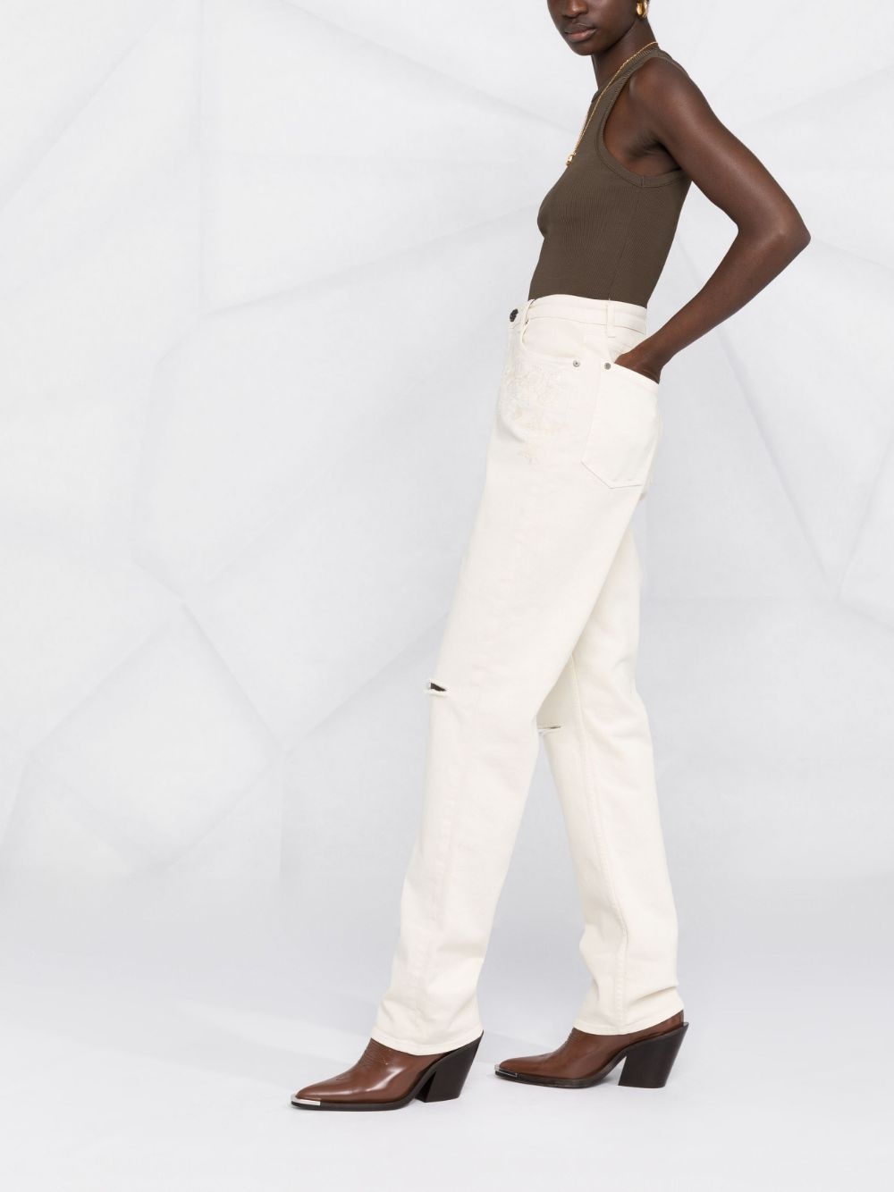 high-waisted straight leg jeans - 4