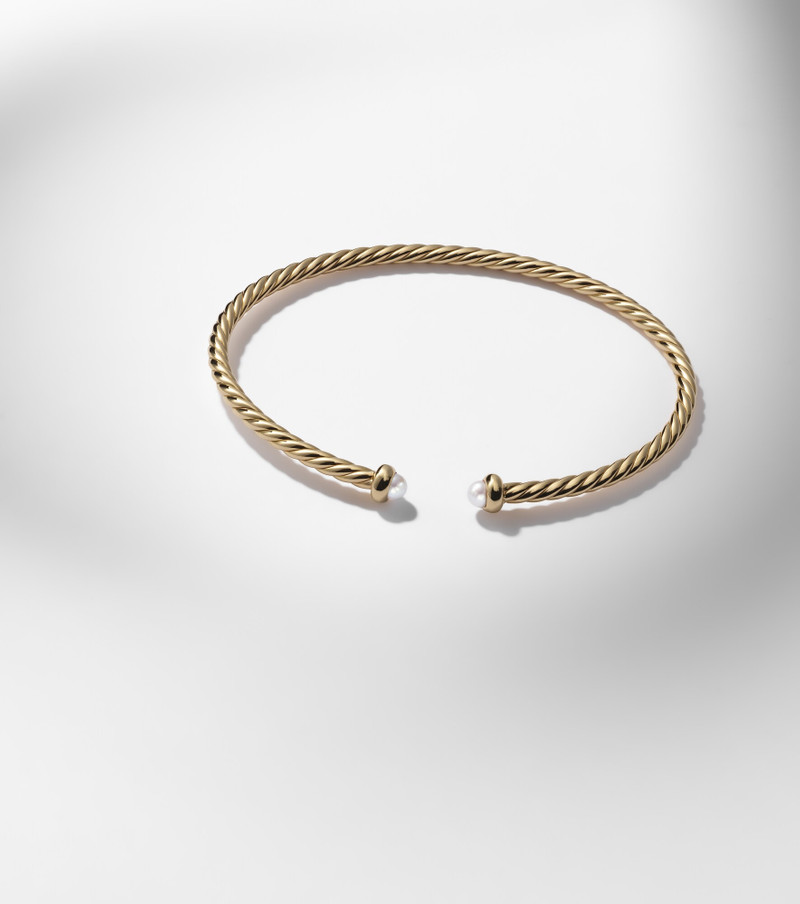 Cablespira® Flex Micro 18kt gold cuff bracelet with pearls 5