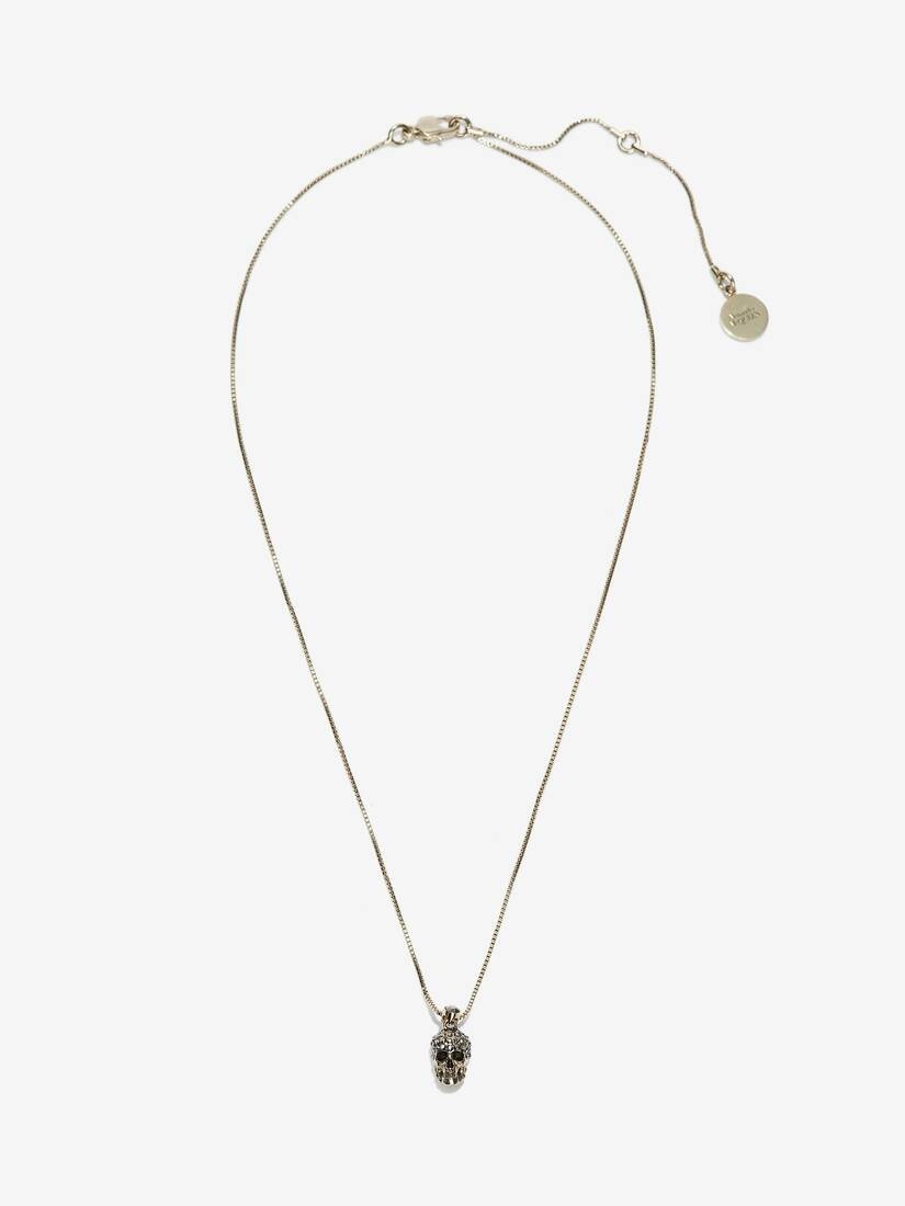 Pave Skull Necklace in Gold - 1