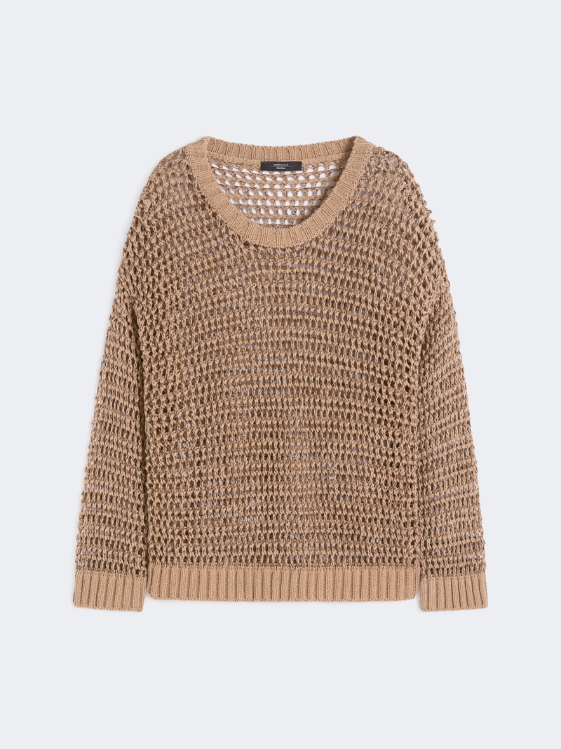 ONIRICA Linen and cotton yarn mesh jumper - TOBACCO 1