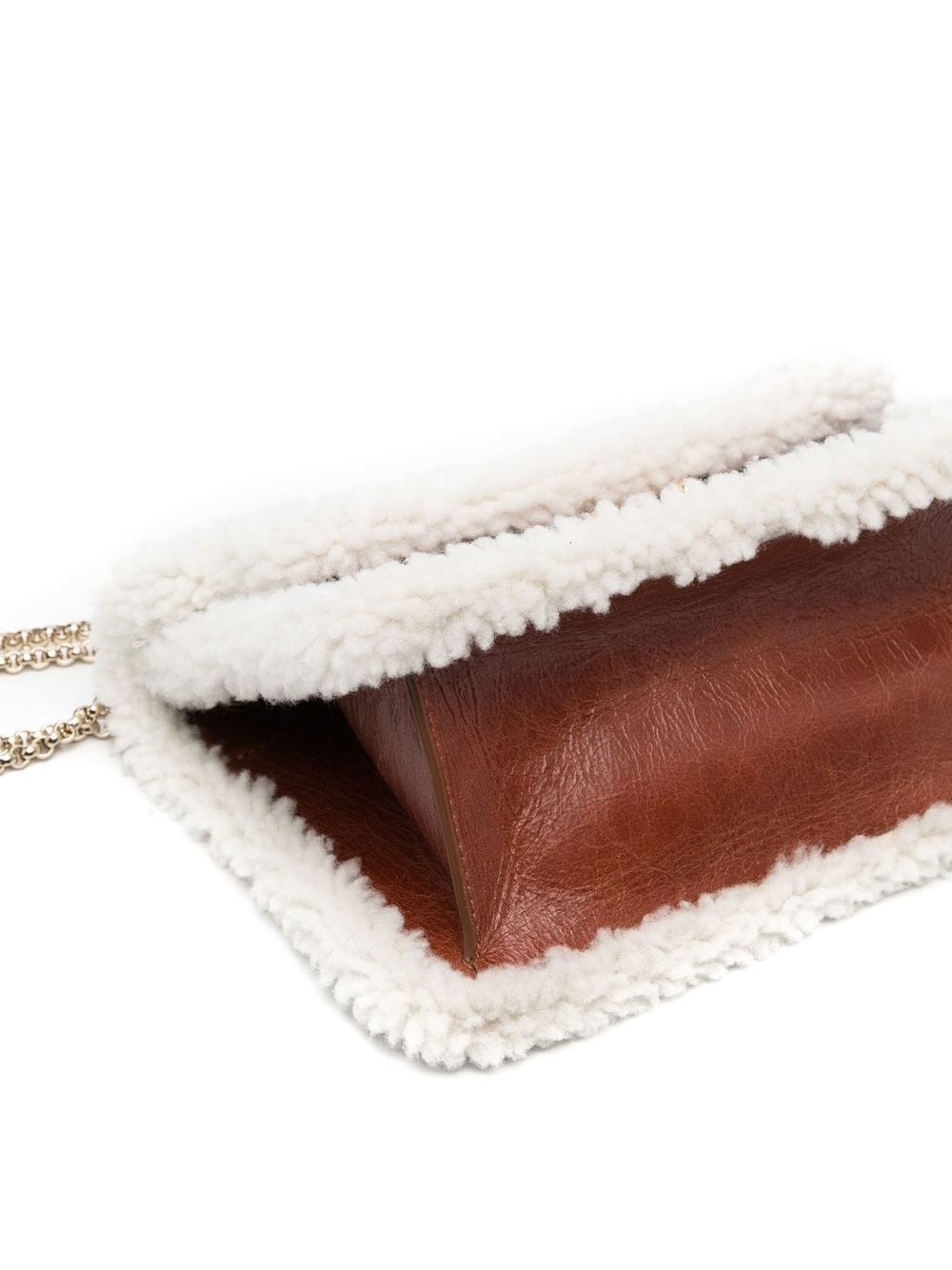 shearling-trim shoulder bag - 4