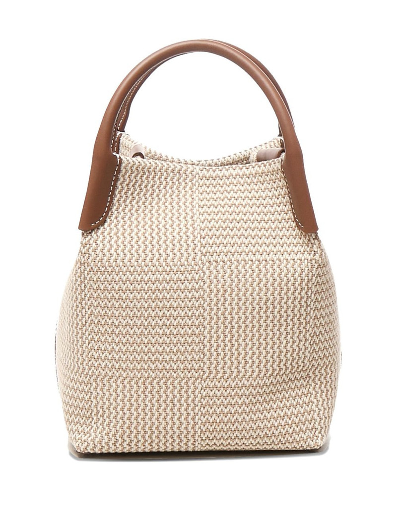 Loro Piana mini woven leather-trimmed tote bag outlook
