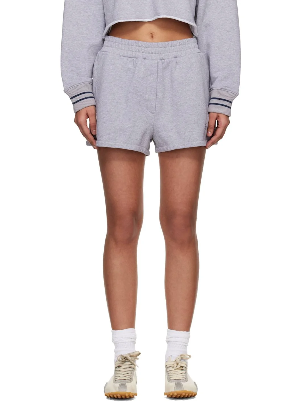 Gray 'OW' Script Sweat Shorts - 1