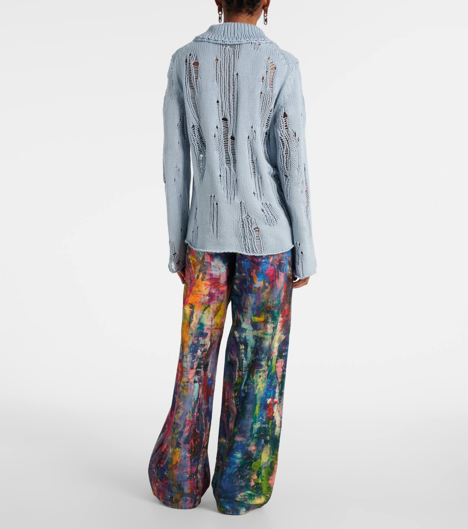 Distressed cotton and wool sweater - 3