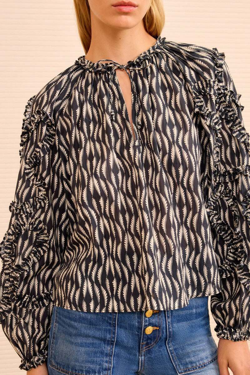 ULLA JOHNSON Azrou Cotton Long Sleeve Blouse outlook