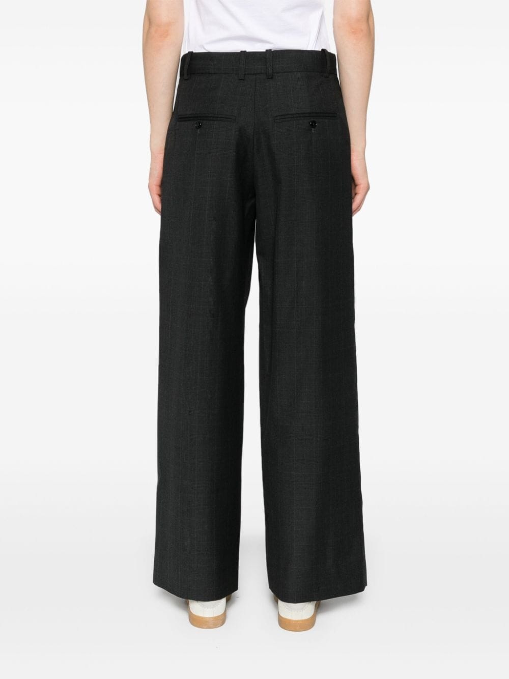 checked tailored wool trousers - 4