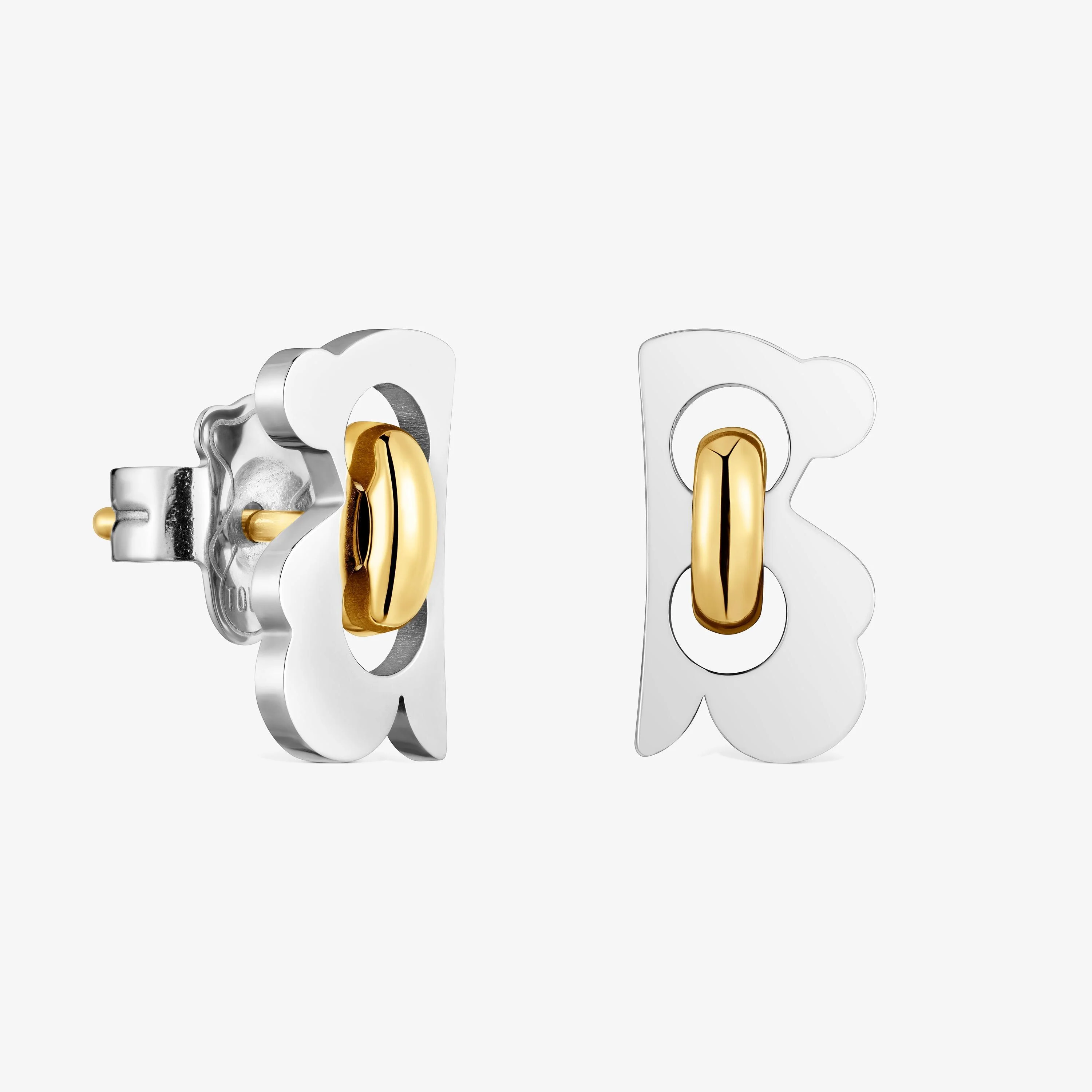 12 mm two-tone steel bear Earrings TOUS Half Bear - 1