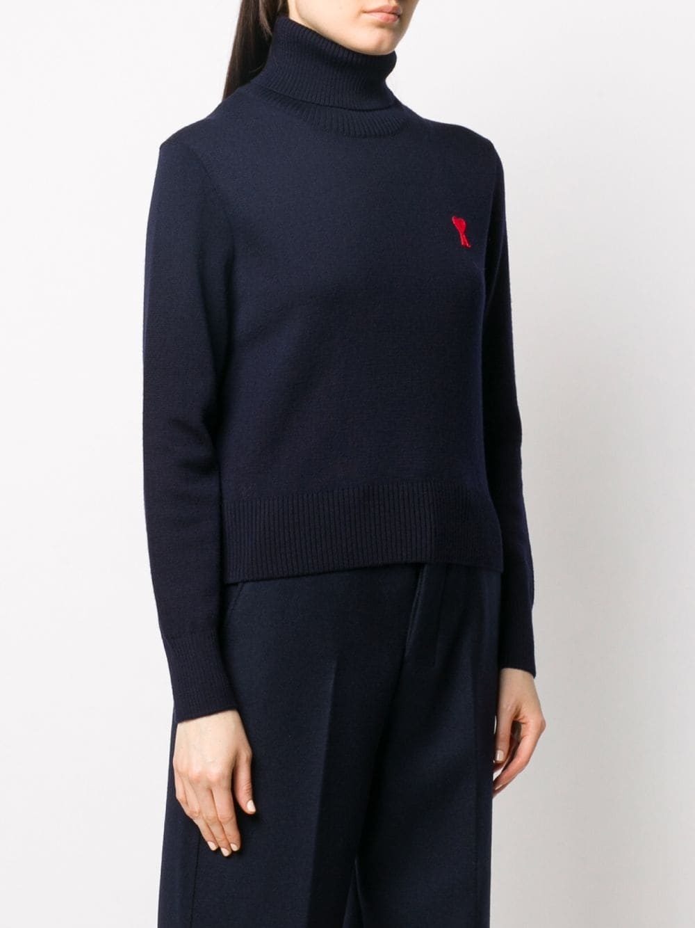 embroidered logo turtleneck jumper - 3