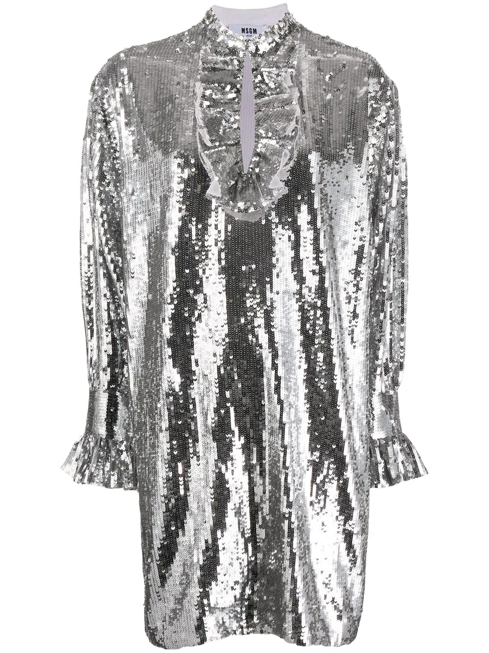 sequin-embellished ruffle-detail dress - 1