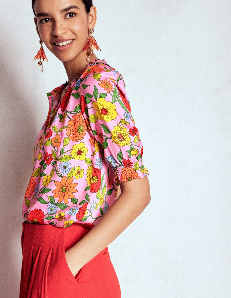 Ria Short Sleeve Top-Rose Bloom, Dahlia Trial 6