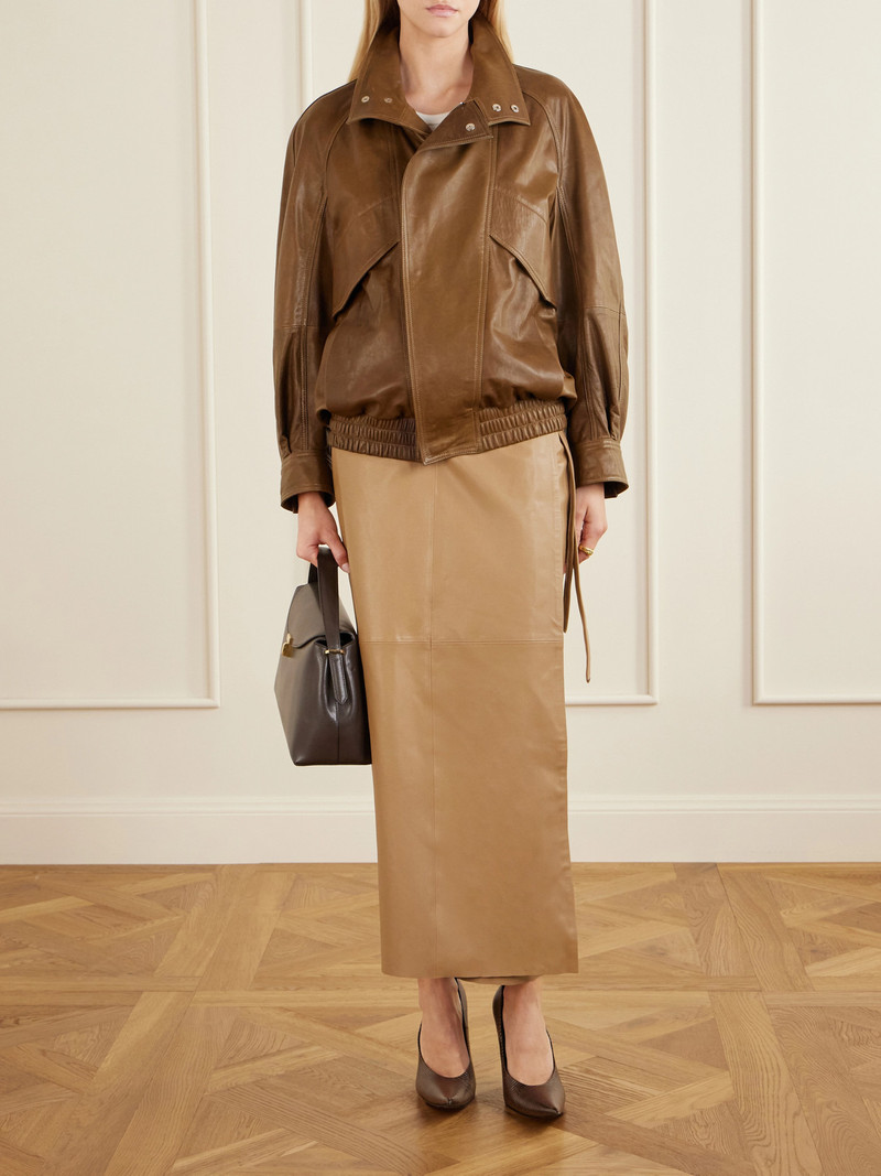 NOUR HAMMOUR Paneled Leather Maxi Wrap Skirt outlook