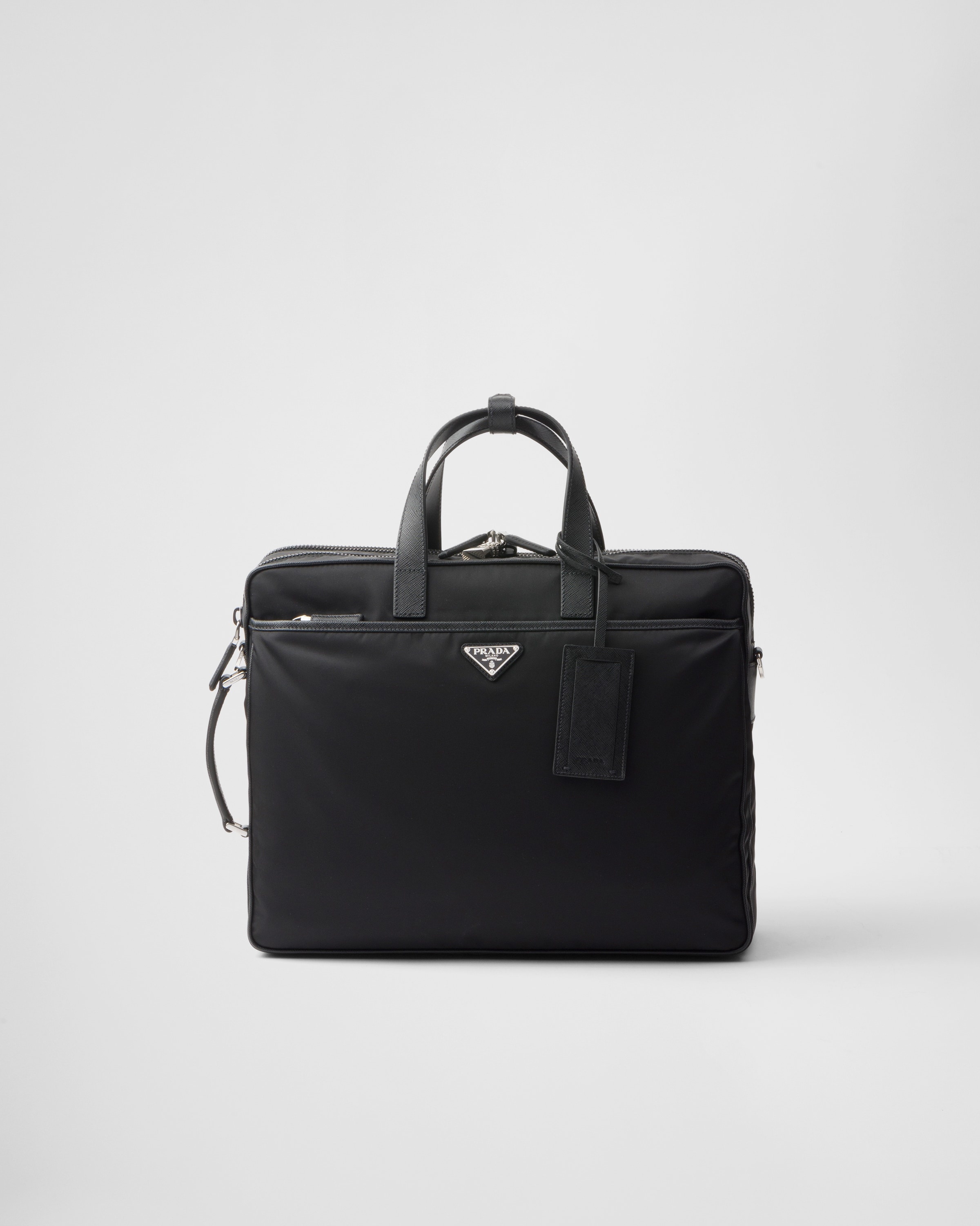 Re-Nylon and Saffiano leather briefcase - 1