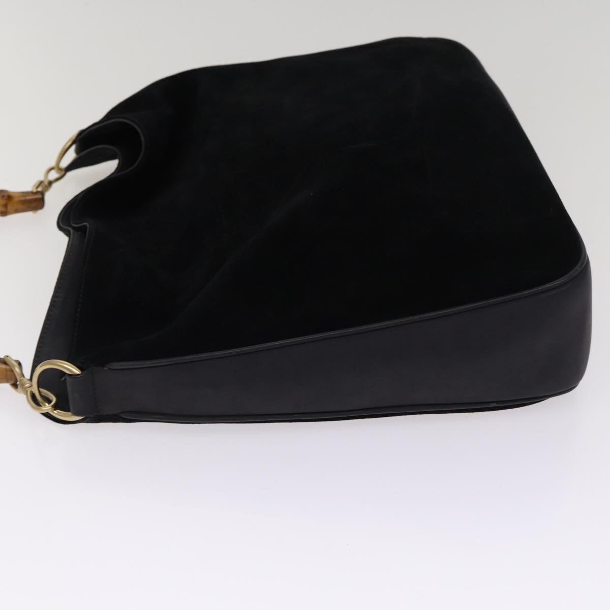 GUCCI Bamboo Hand Bag Suede Black Gold 001 1014 1577 0 - 3