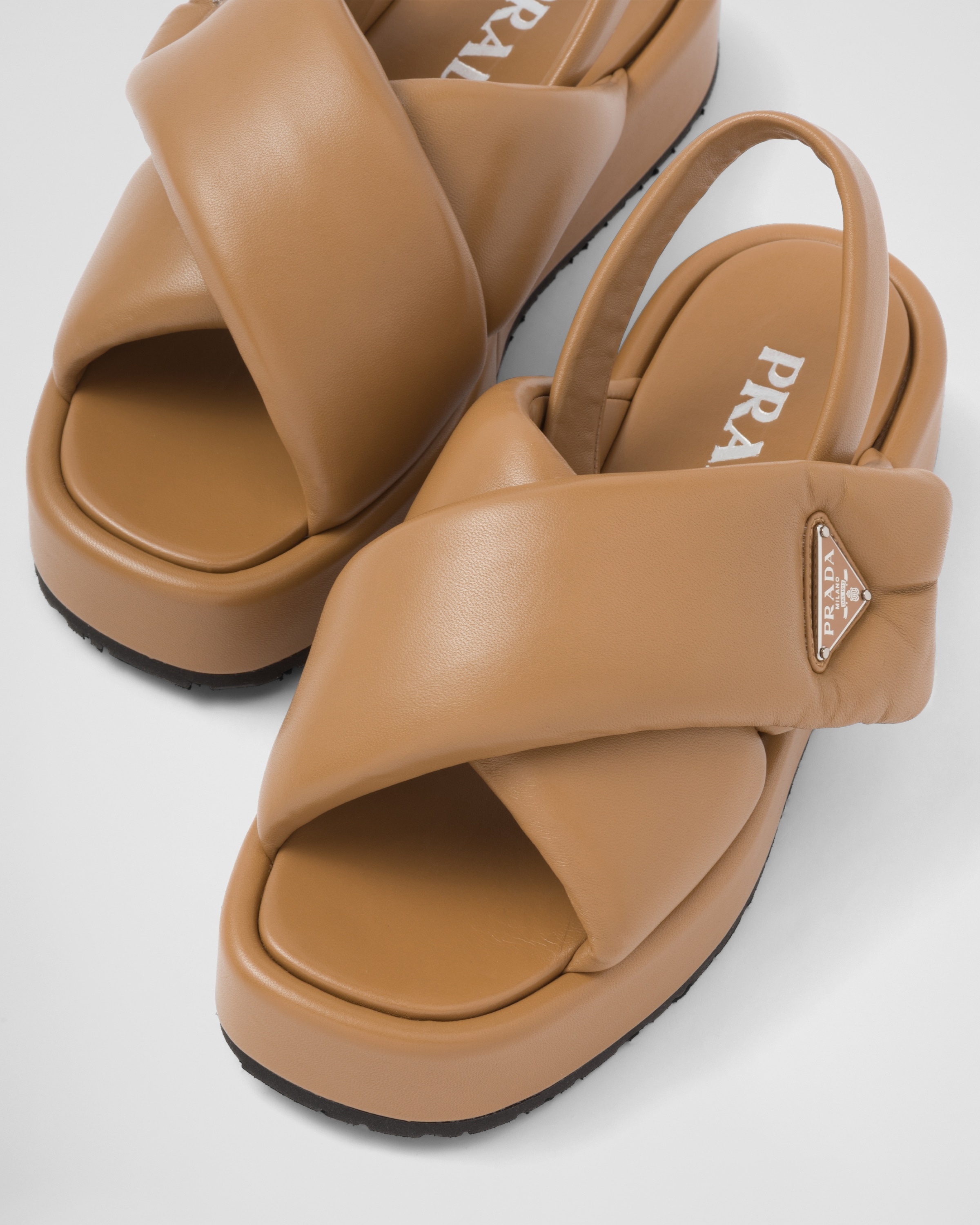 Prada Soft padded nappa leather wedge sandals - 6