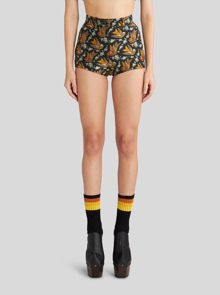 JACQUARD SHORTS WITH BIRDS ALL OVER - 2