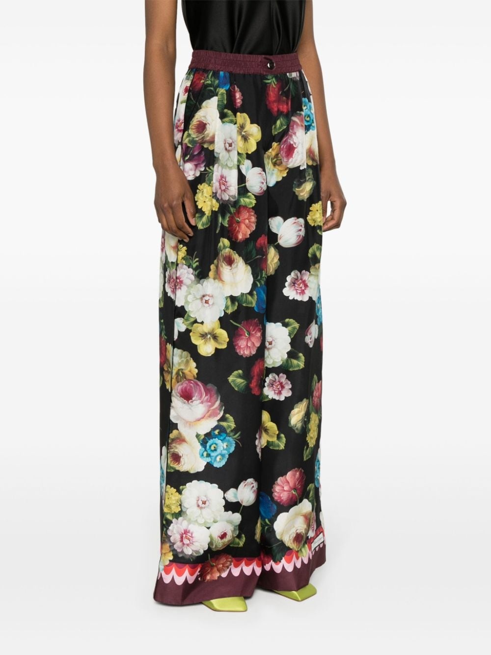 floral wide-leg trousers - 3