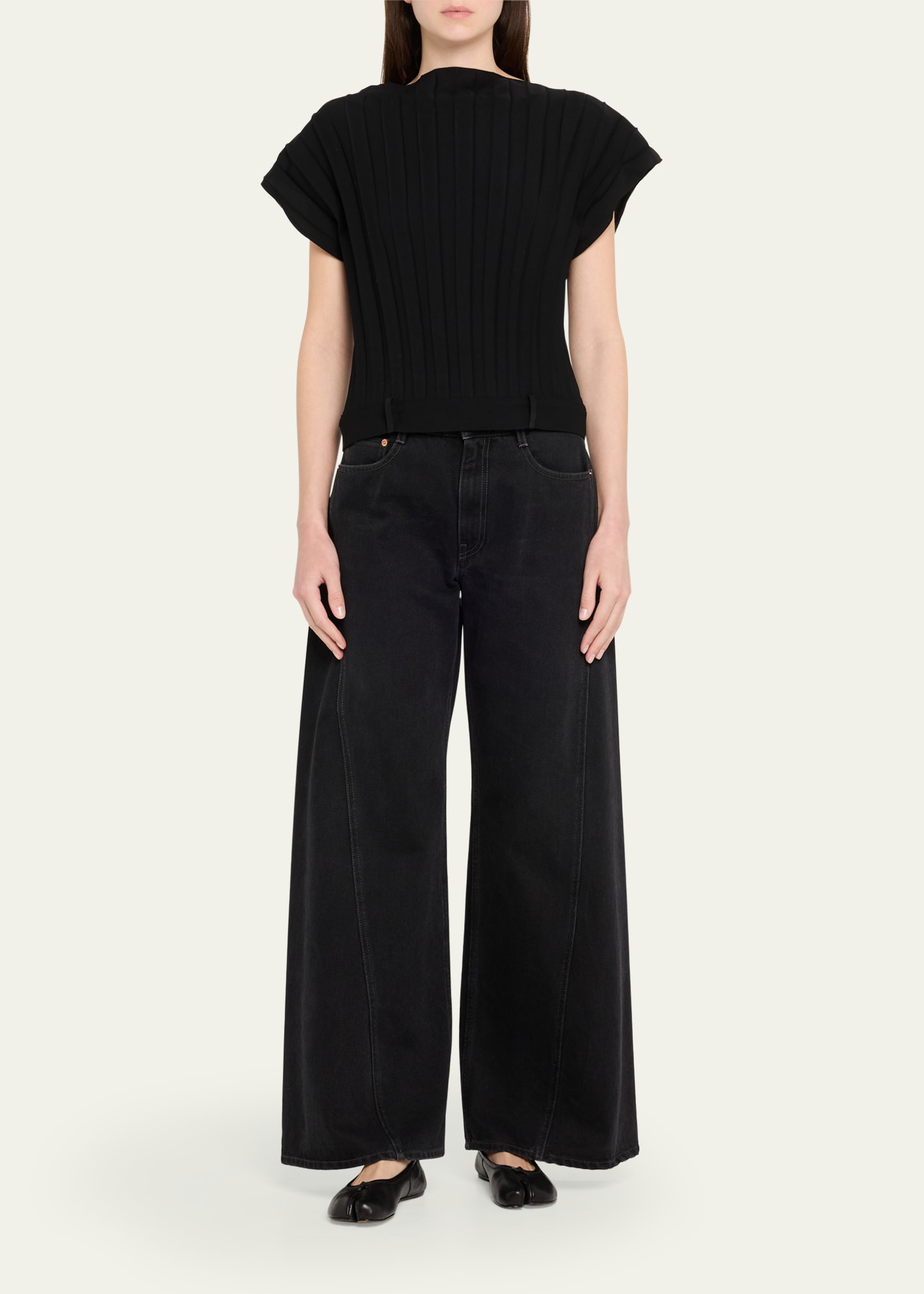 High-Neck Wide Ribbed Top - 2