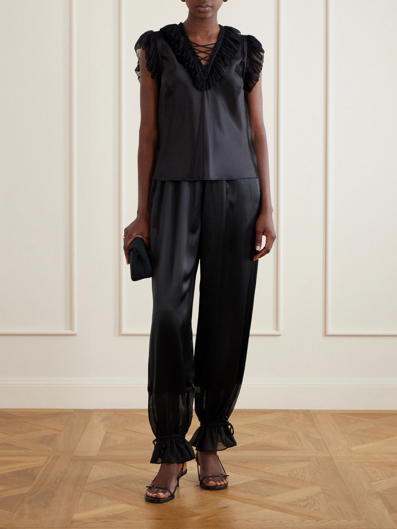 ULLA JOHNSON Camile Cinched Ruffled Silk Pants outlook