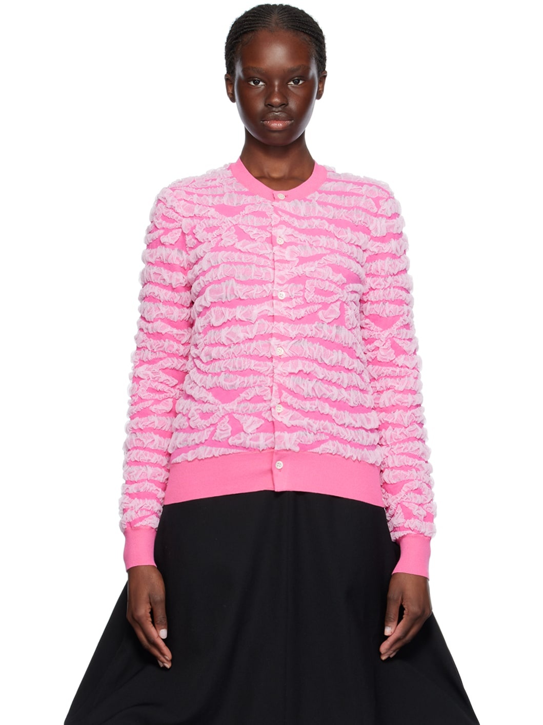 Pink Ruched Cardigan - 1