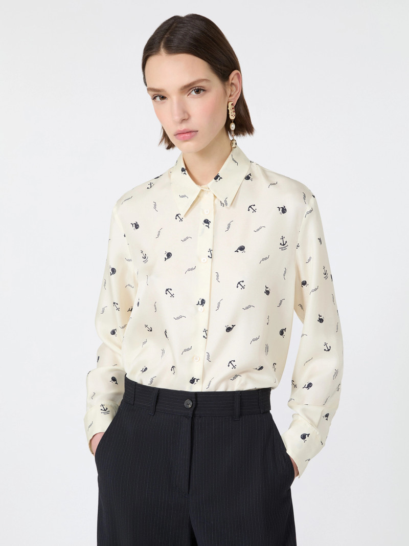 PAVIDO Printed silk shirt - IVORY 5