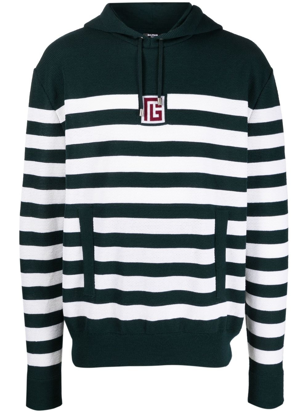 striped wool-blend knitted hoodie - 1