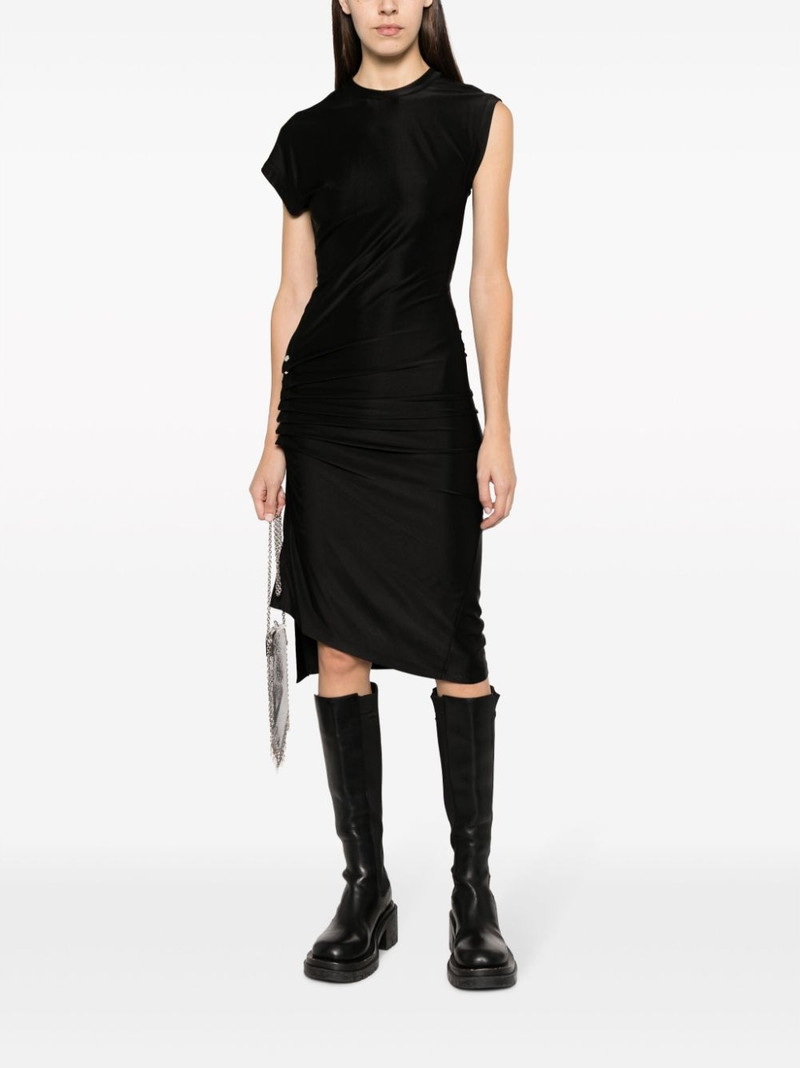rabanne asymmetric draped midi dress outlook