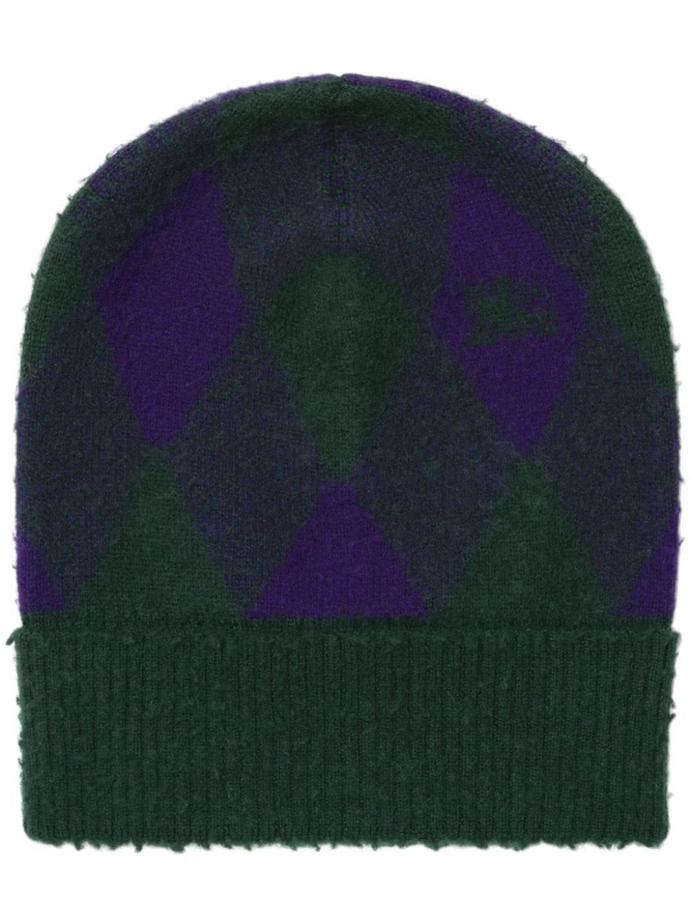 intarsia-knit logo argyle checked beanie - 1