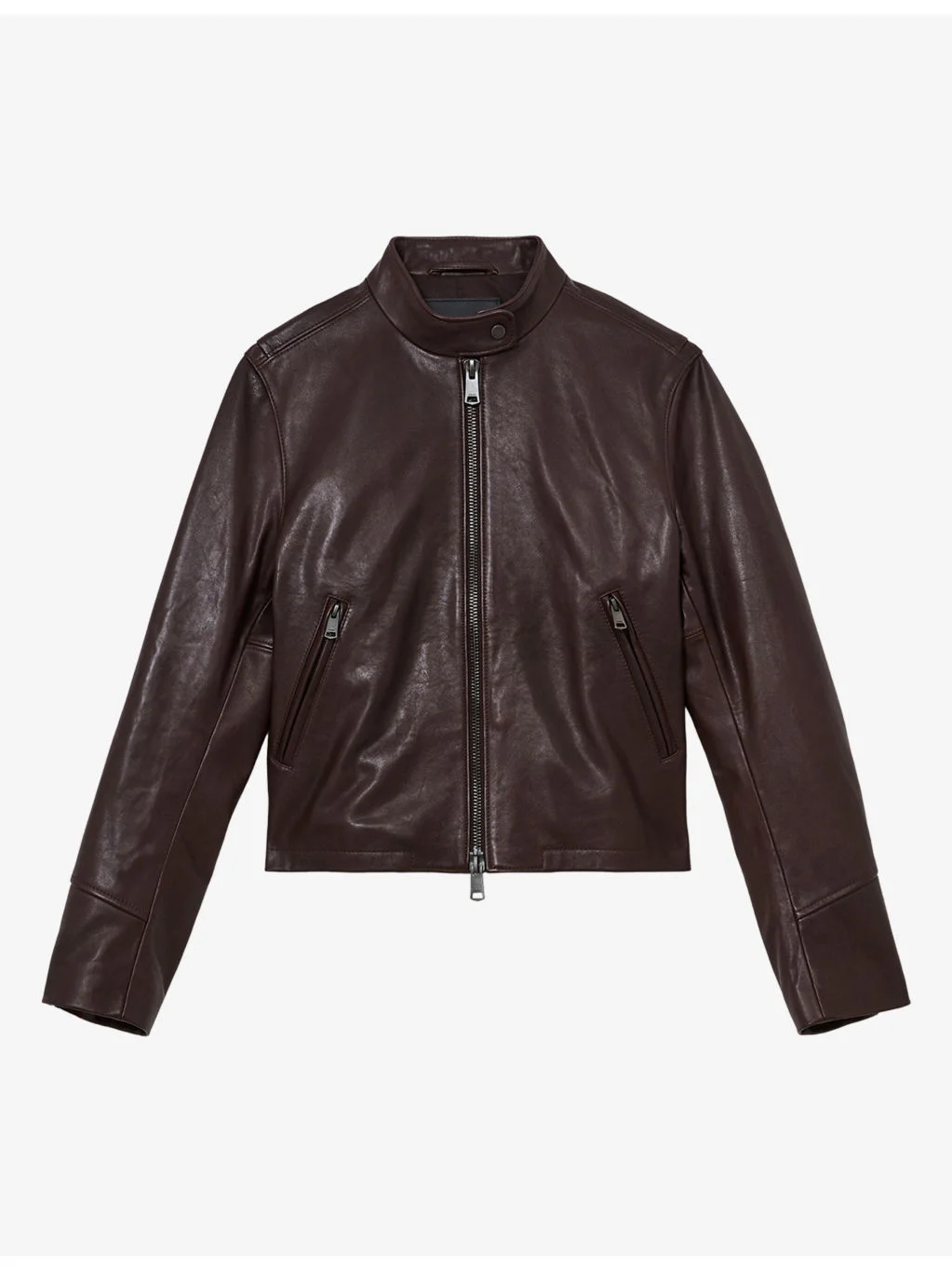 Erin Stand-Collar Leather Biker Jacket - 1