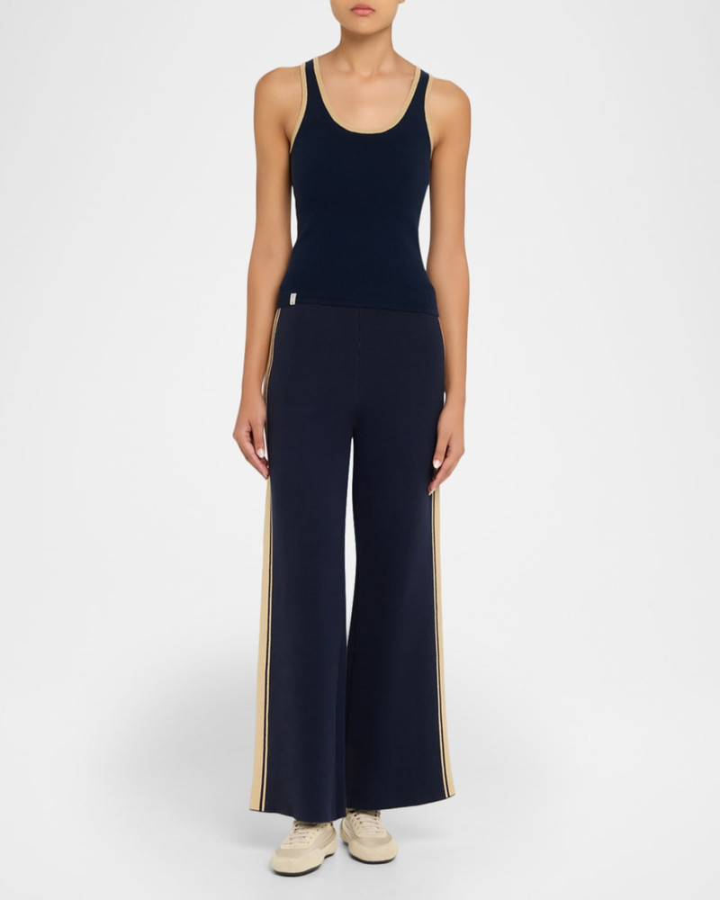 THE UPSIDE Cosmo Freya Side-Stripe Knit Wide-Leg Sweatpants outlook