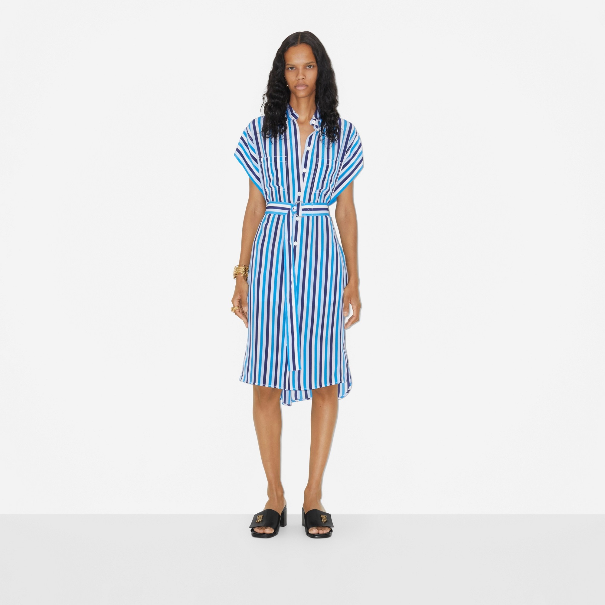 【送料&関税込】Burberry Blue Silk Dress Burberry Blue Silk Dress | italist | REVERSIBLE