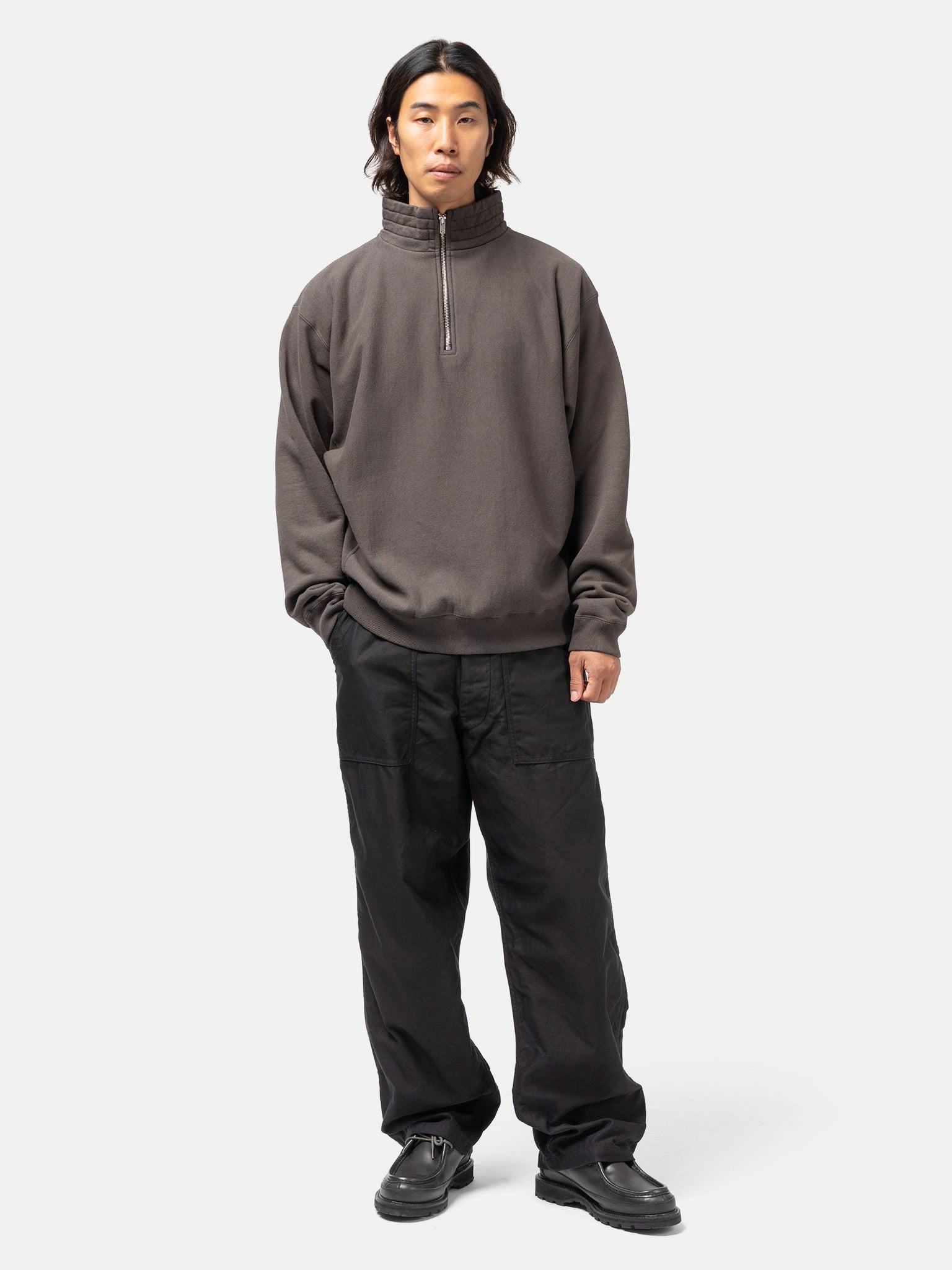 Zipper High Neck Pullover Fade Black - 2