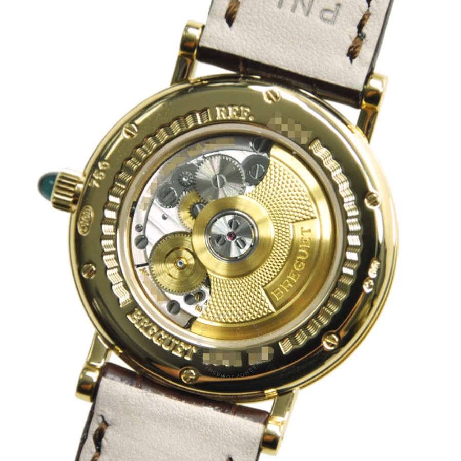 Breguet Classique Mother of Pearl Dial 18kt Yellow Gold Diamond Black Leather Ladies Watch 8068BA529 - 4