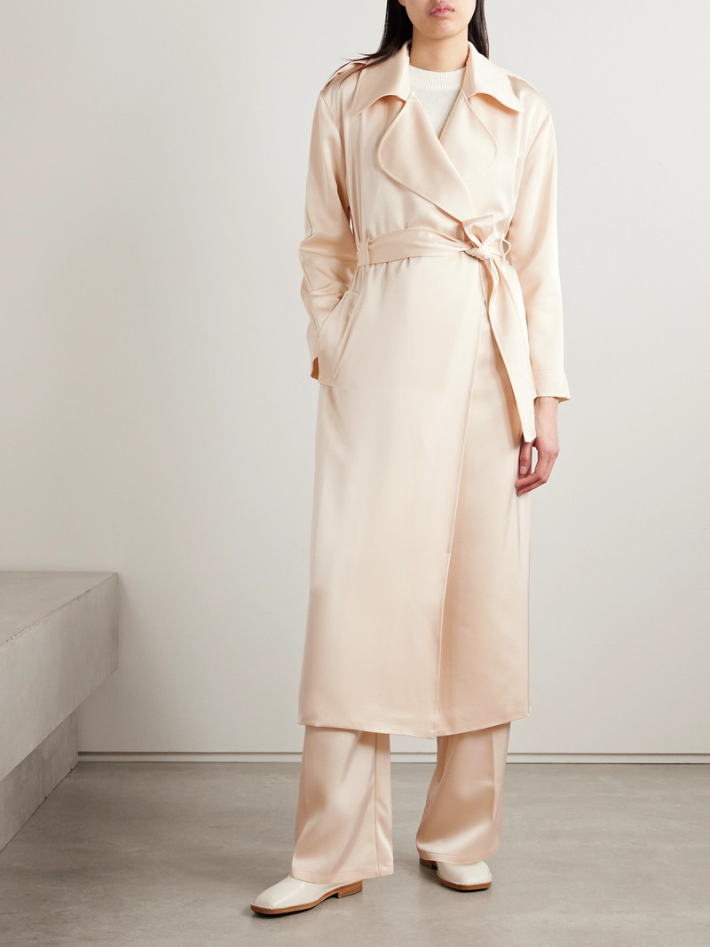 Barb Belted Satin Trench Coat 4
