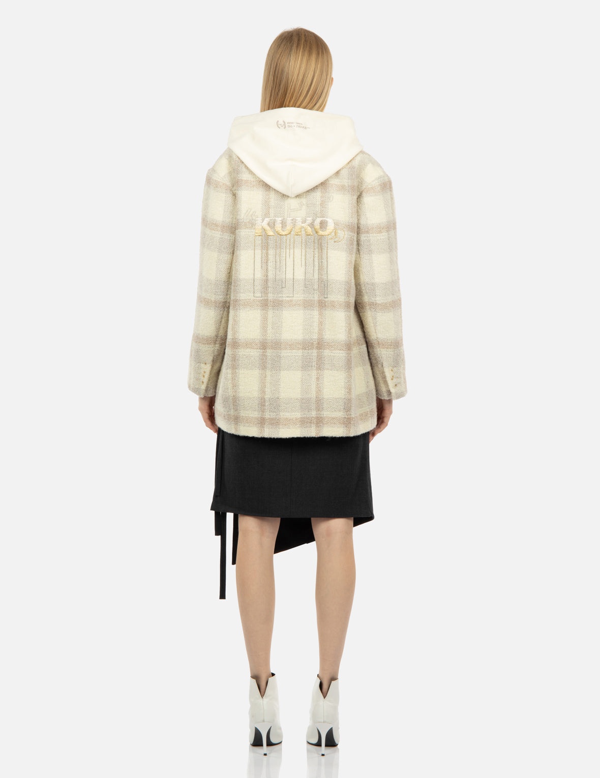 Gradient Logo Embroidery Plaid Blazer - 5