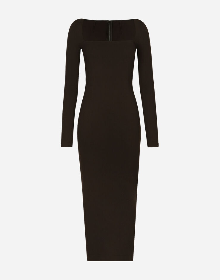 Technical jersey calf-length dress - 1