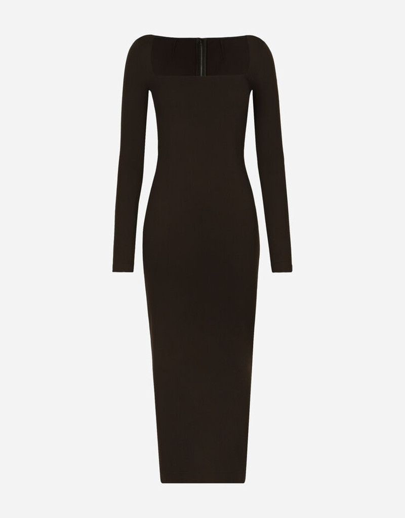 Technical jersey calf-length dress 1
