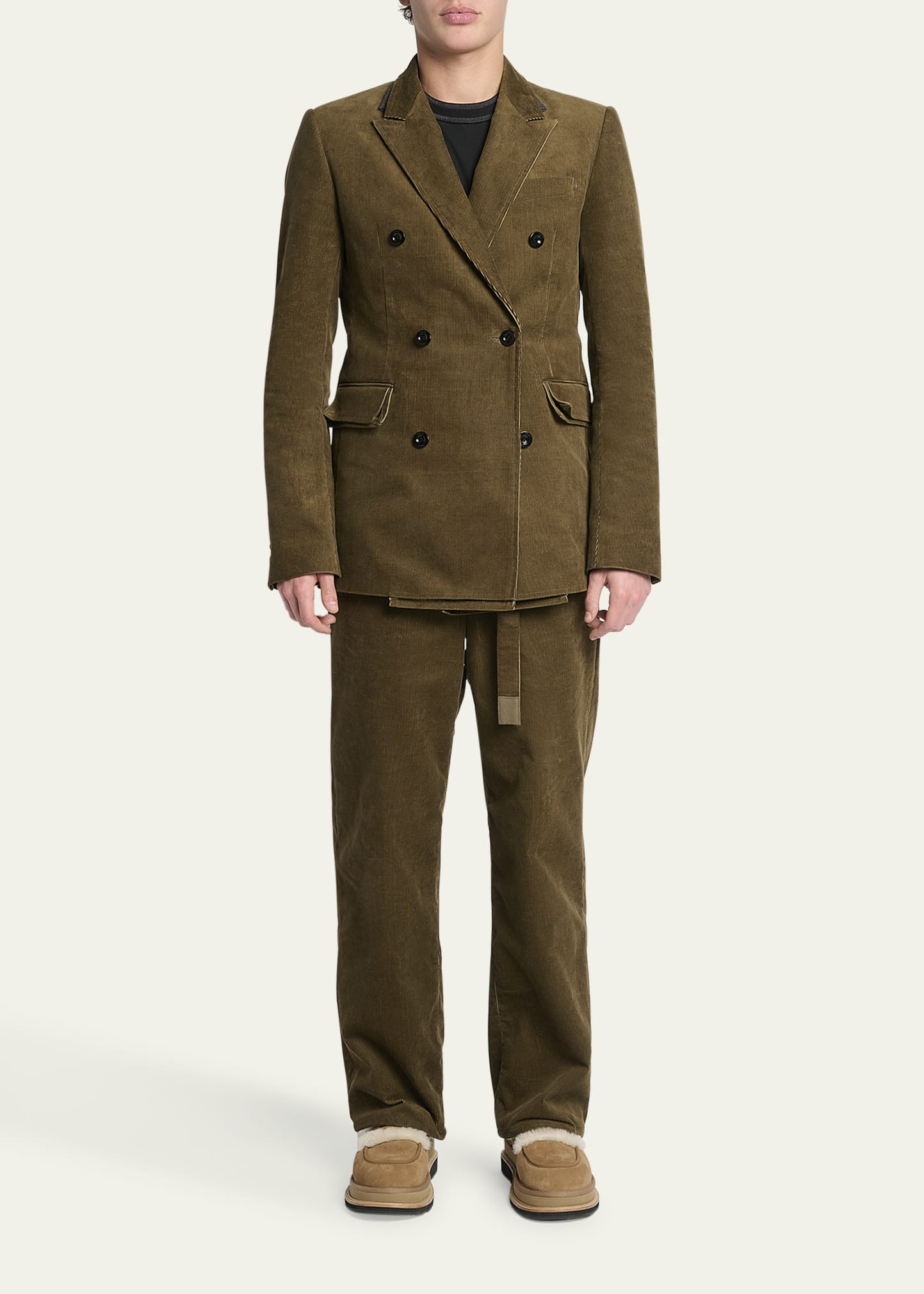 Men's Corduroy Belted Straight-Leg Pants - 2