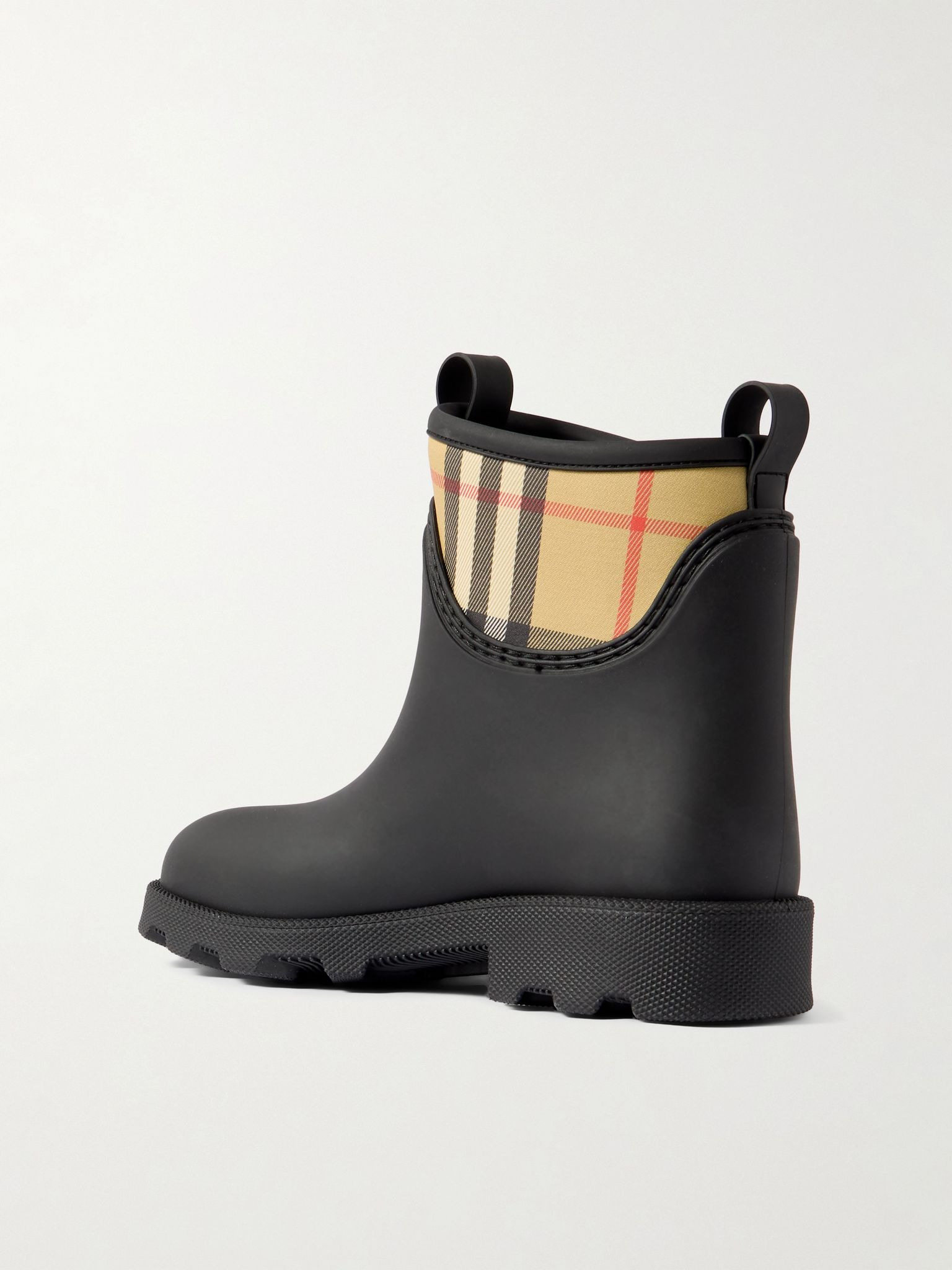 Checked nylon-paneled rubber ankle boots Black - 3