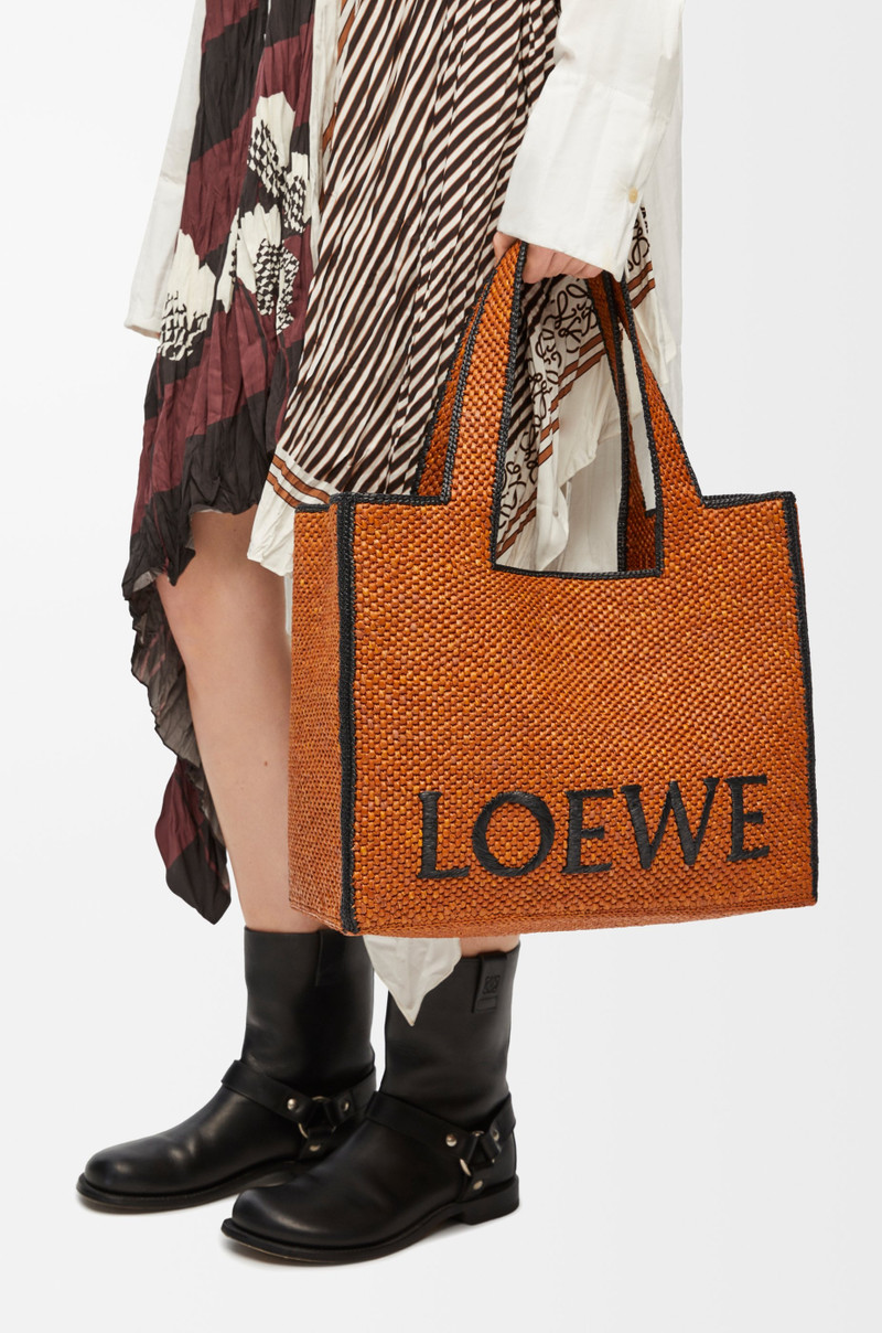 Loewe Large LOEWE Font Tote in raffia outlook