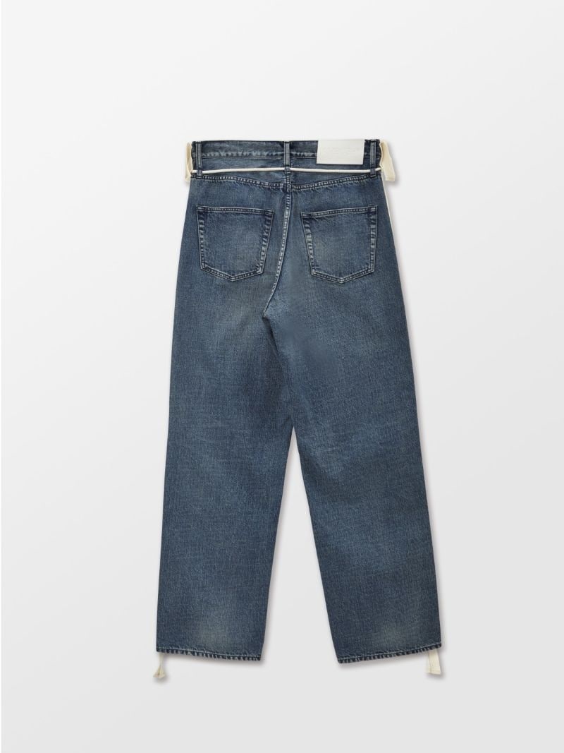 DRAWSTRING SIDE-TAPED DENIM PANTS - 9