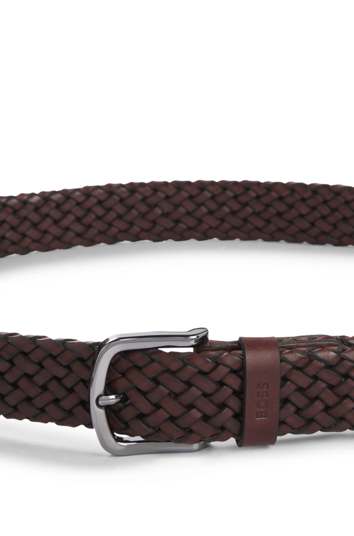 WOVEN-LEATHER BELT WITH LOGO KEEPER - 4
