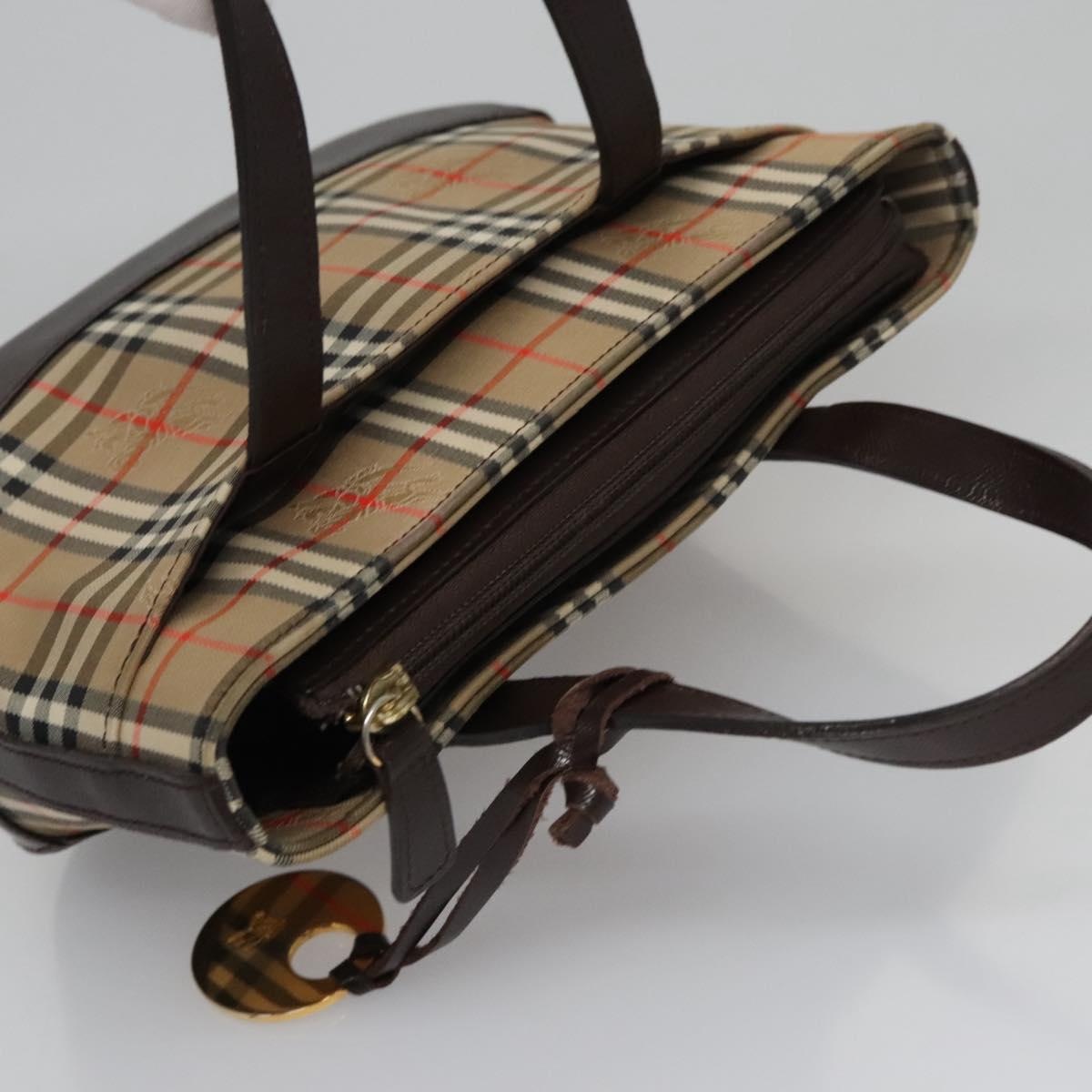 Burberry Nova Check Hand Bag Canvas Beige Brown - 4