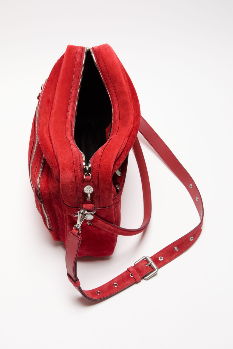 Camero Camera Suede Shoulder Bag - Fire red 5