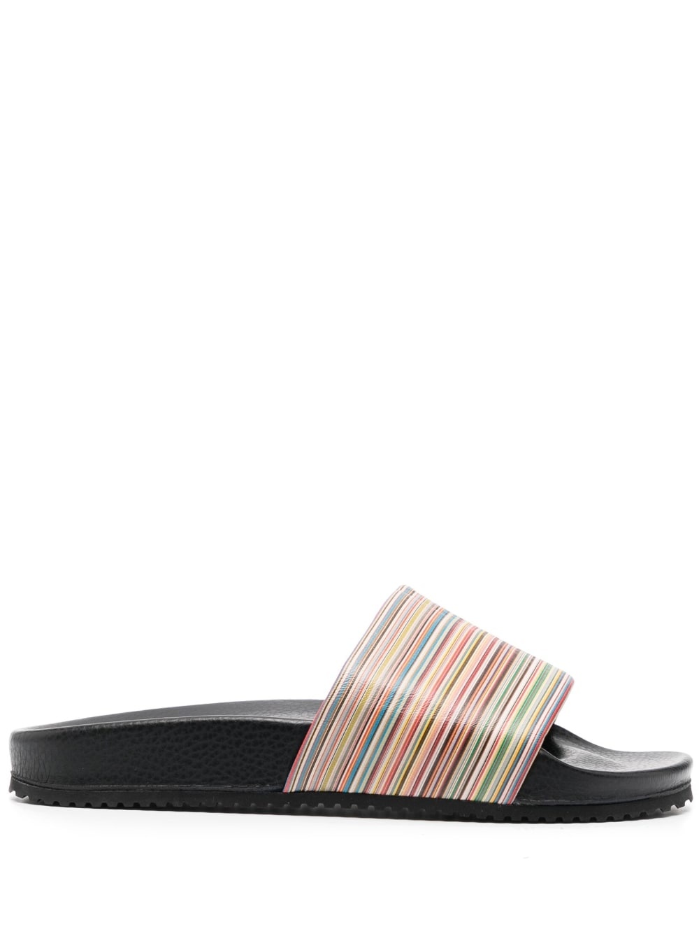 stripe-print leather slides - 1