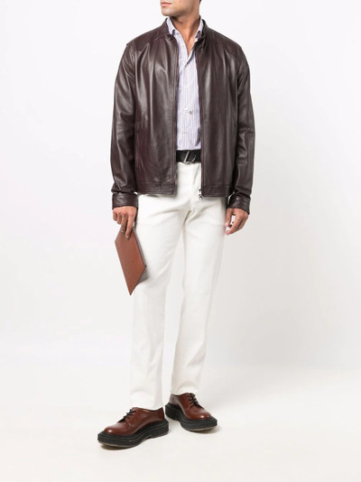 Etro zip-up leather bomber jacket outlook