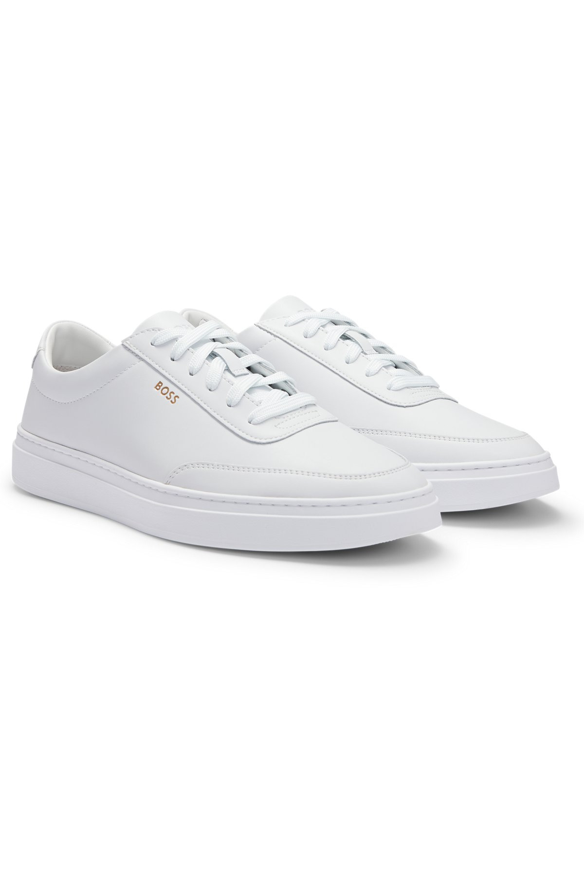COATED-LEATHER TRAINERS WITH GOLD-TONE LOGO - 2