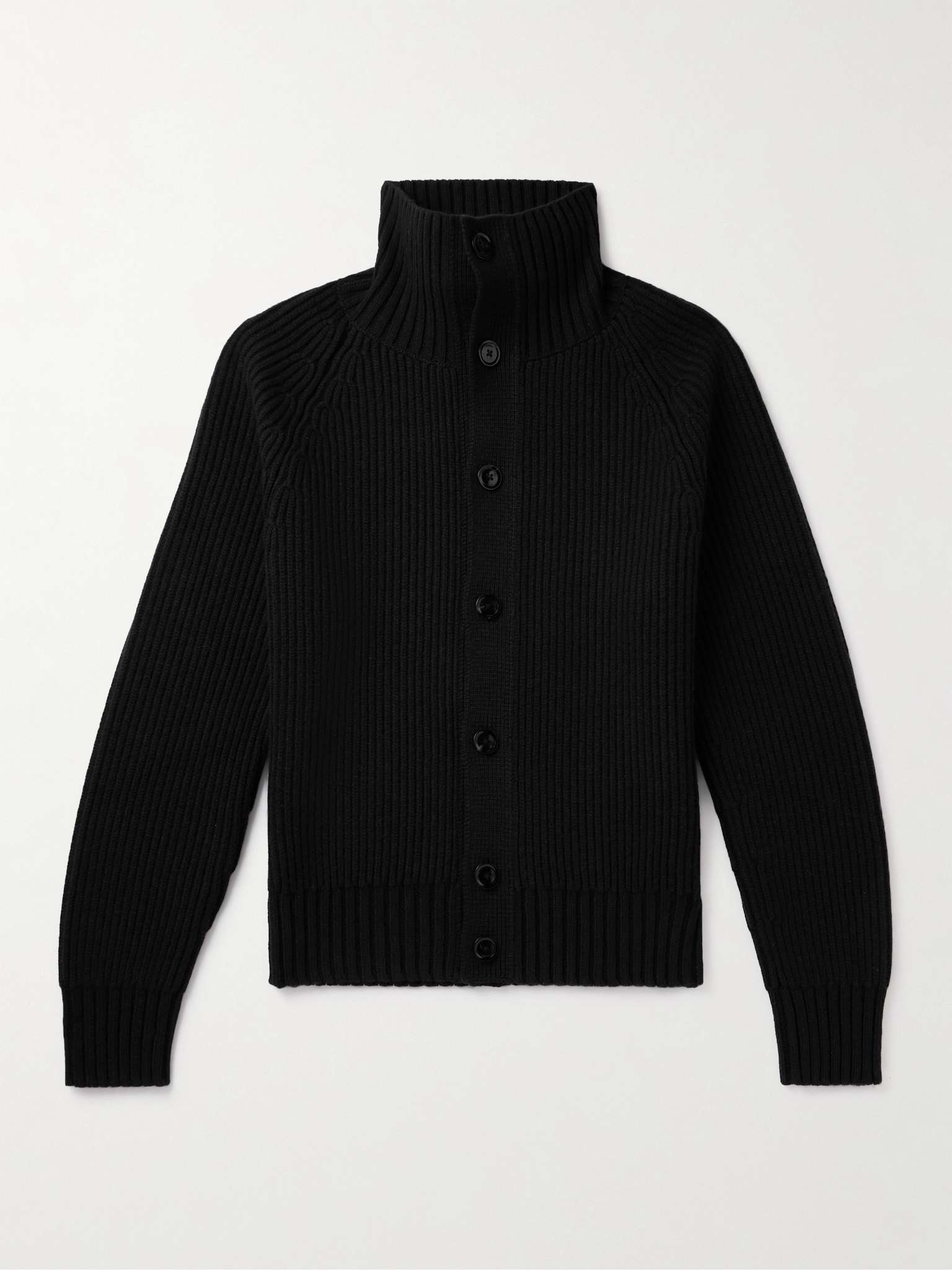 Ribbed Wool and Cashmere-Blend Cardigan - 1